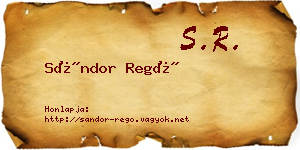 Sándor Regő névjegykártya